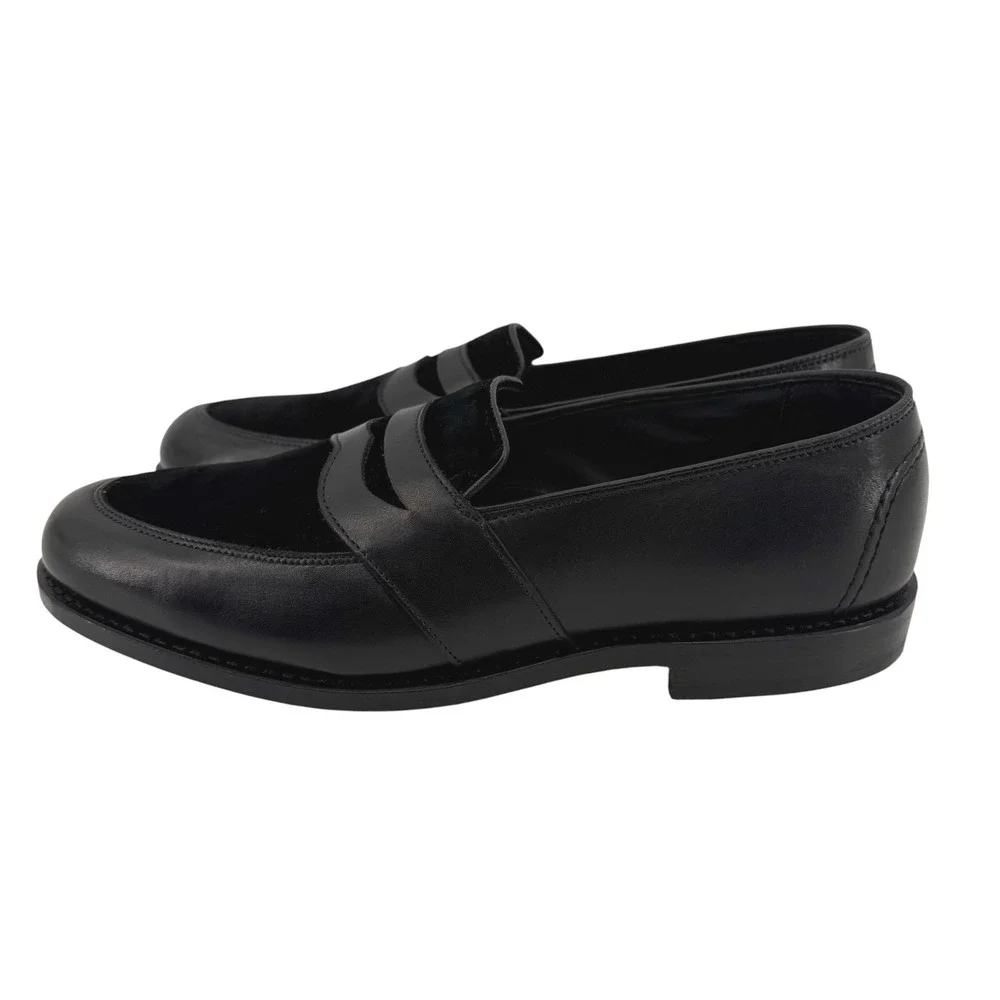 Allen Edmonds Randolph Mens 9.5 D Black Leather Velvet Penny Loafers NEW